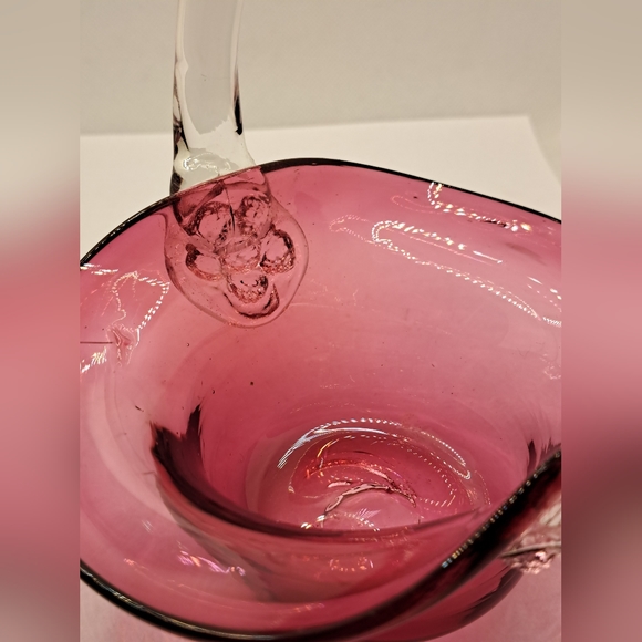 Vintage Retro Mod Rossi Canada Blown Glass Cranberry Ruby Red Basket. - Picture 5 of 7